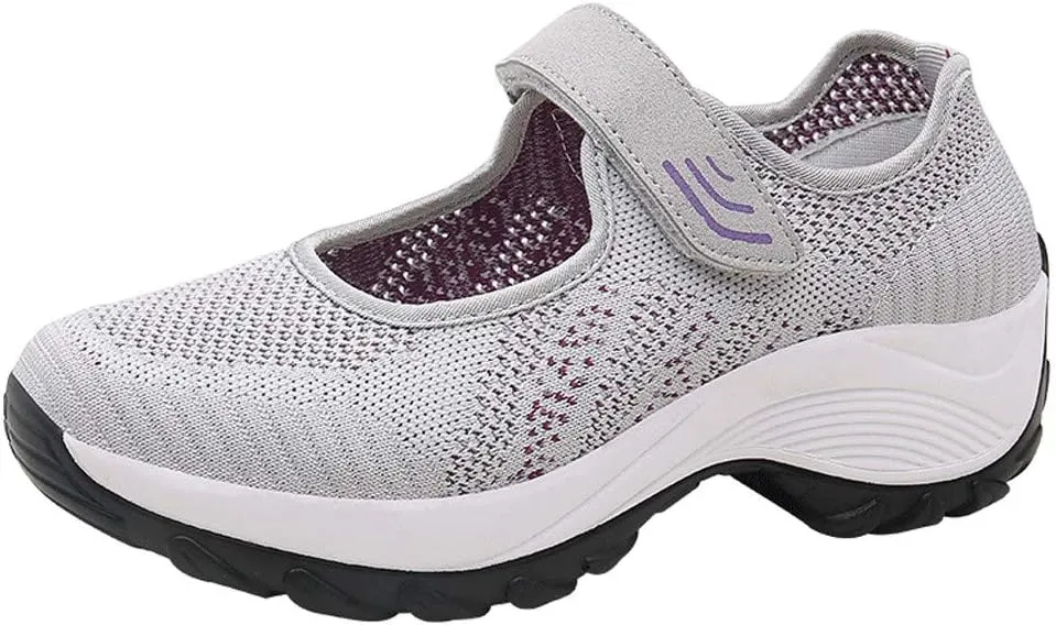 Women's Fashion Sneaker Mesh Slip On Black Non Slip Shoes for Women Comfortable Ladies Shoes Casual Slip On Loafers for Women Casual Grey Sneakers Women