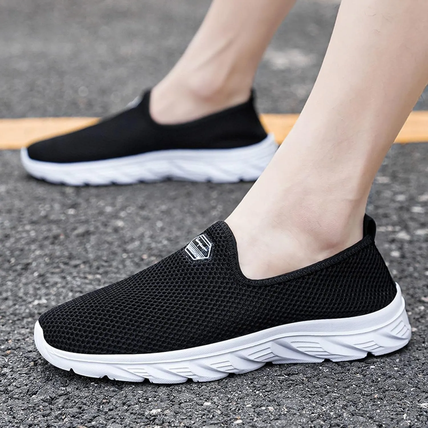 Women's Fashion Sneaker Non Slip Work Wide Comfortable Slip Resistant Work Shoes Work Tennis Shoes for Women Slip On Loafer Womens Black Slip On Sneakers