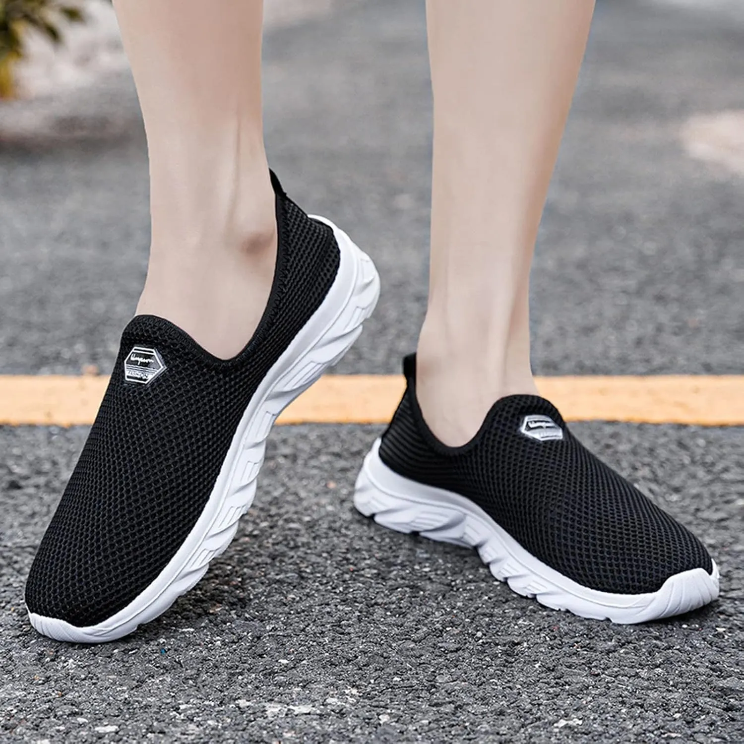 Women's Fashion Sneaker Non Slip Work Wide Comfortable Slip Resistant Work Shoes Work Tennis Shoes for Women Slip On Loafer Womens Black Slip On Sneakers