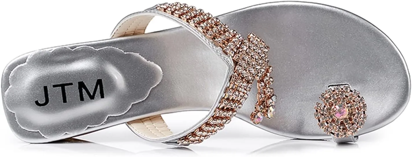 Women's Flat Sandals Flip Summer With Rhinestone Fashion And Spring Flops Sandals Heel Women's Hollow Slippers