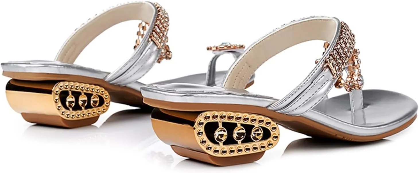 Women's Flat Sandals Flip Summer With Rhinestone Fashion And Spring Flops Sandals Heel Women's Hollow Slippers