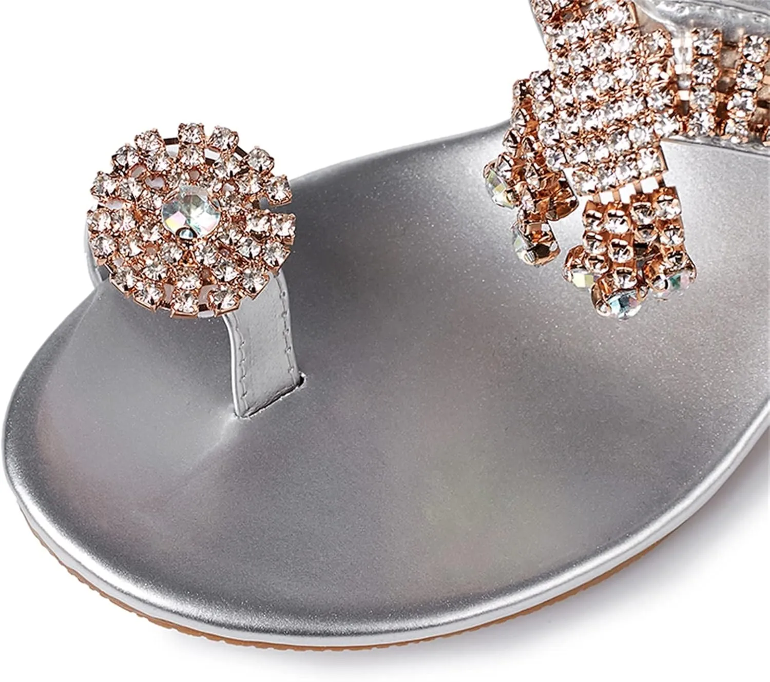 Women's Flat Sandals Flip Summer With Rhinestone Fashion And Spring Flops Sandals Heel Women's Hollow Slippers