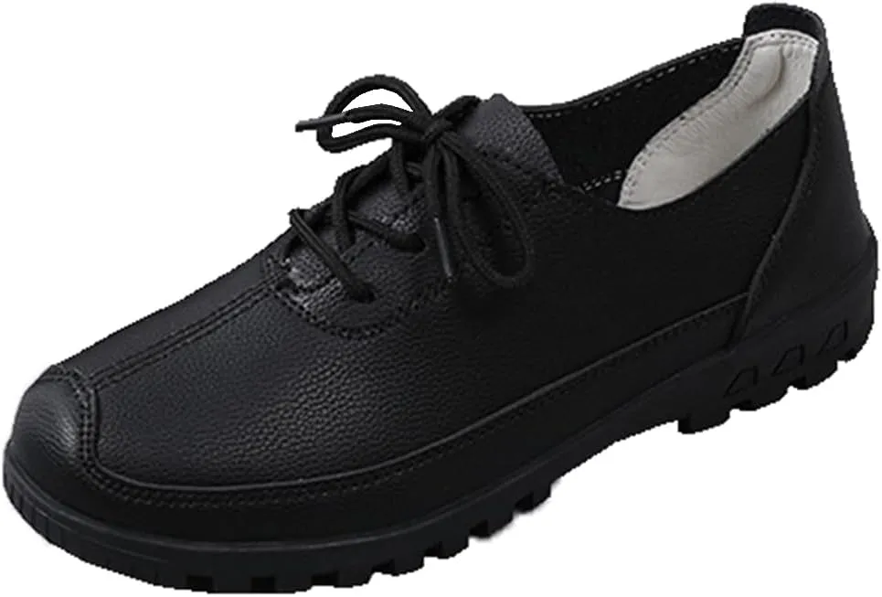 Women's Flat Shoes Lace Up Comfortable and Soft Oxford Non-Slip Brogues Shoes Business Casual Work