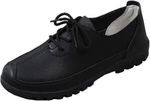 Women's Flat Shoes Lace Up Comfortable and Soft Oxford Non-Slip Brogues Shoes Business Casual Work