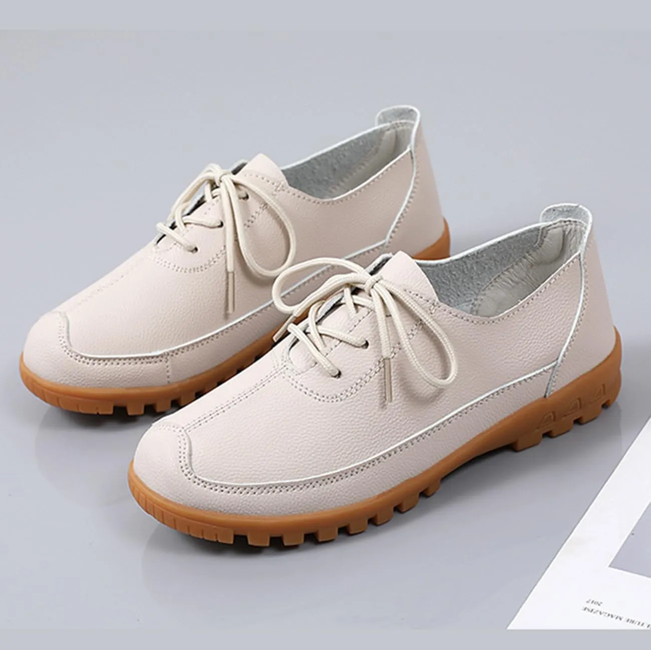 Women's Flat Shoes Lace Up Comfortable and Soft Oxford Non-Slip Brogues Shoes Business Casual Work