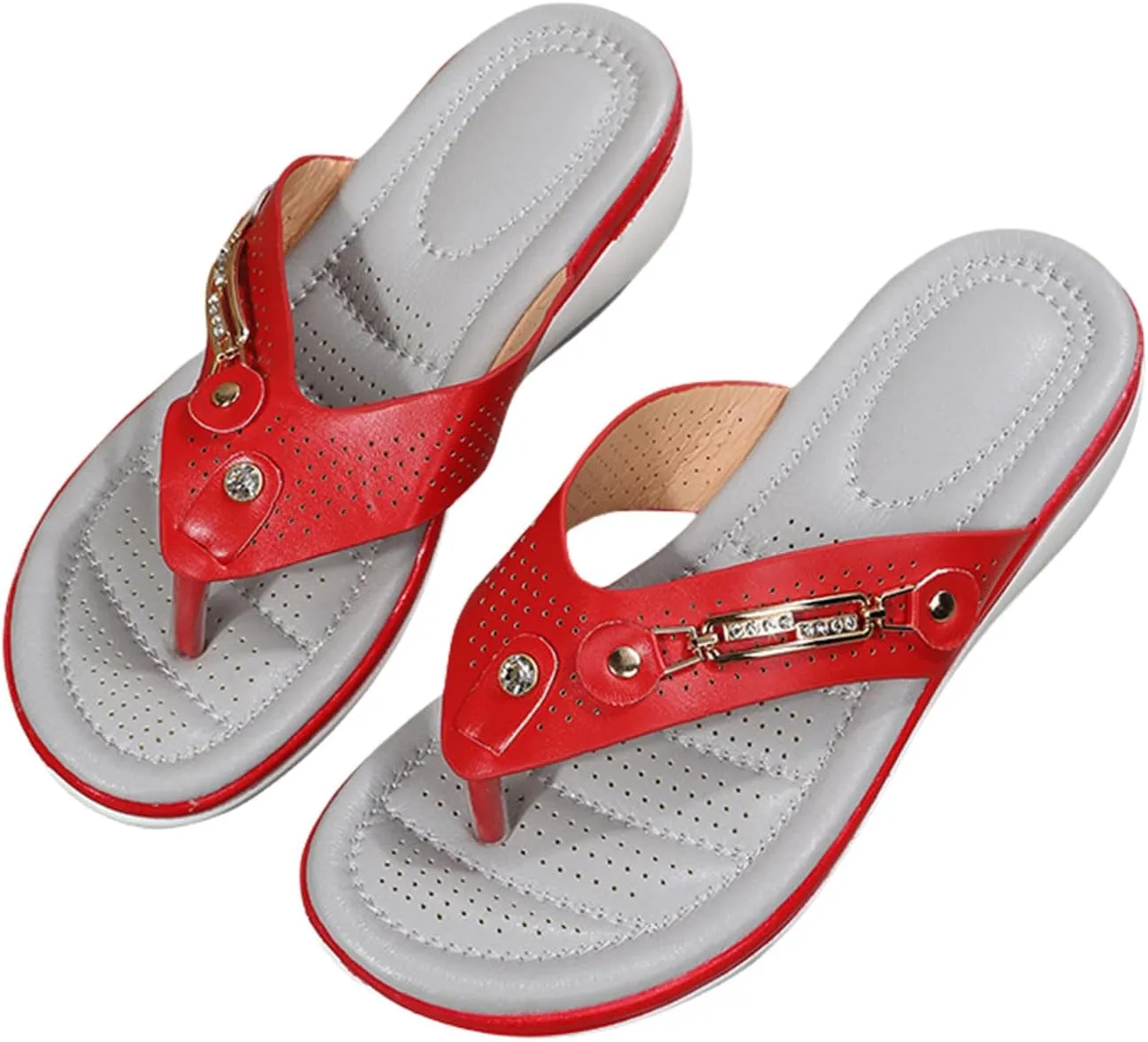 Womens Flat Thong Sandals Comfortable Walking Summer Casual Flip Flops Dressy Sandals 2025 Slip On Toed Sandal Shoes Cushion Arch Support Beach Dressy Low Wedge Lightweight Non-Slip Slippers