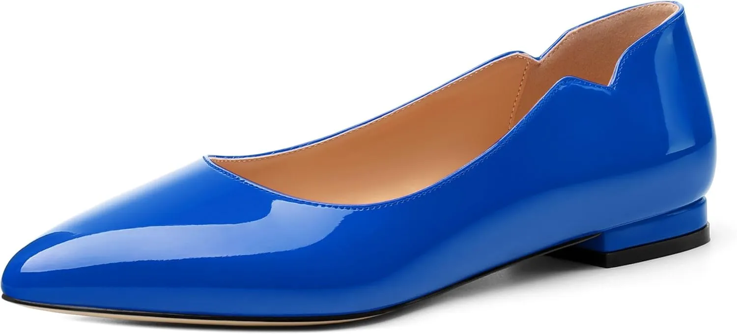 Women's Flats Shoes, Ballet Flats Dress Shoes Comfortable Patent Leather Pointed Toe Flats Slip on Office Shoes for Women