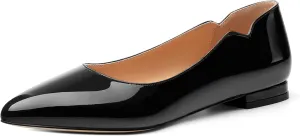 Women's Flats Shoes, Ballet Flats Dress Shoes Comfortable Patent Leather Pointed Toe Flats Slip on Office Shoes for Women