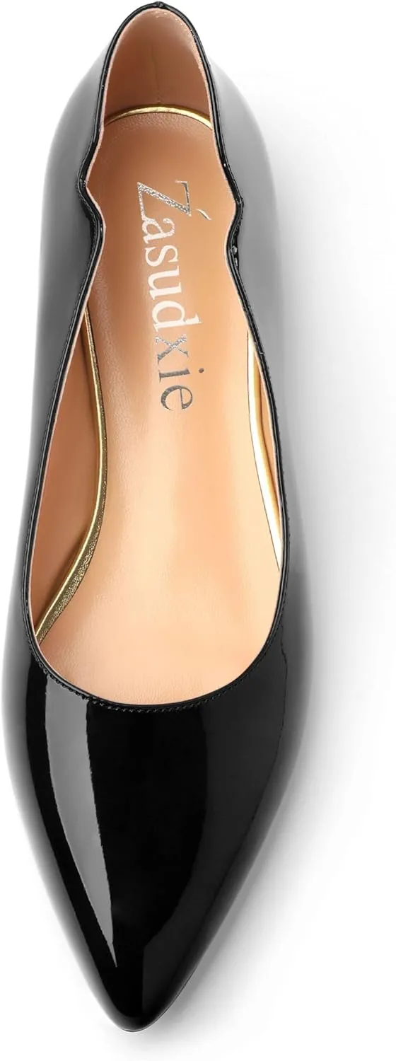 Women's Flats Shoes, Ballet Flats Dress Shoes Comfortable Patent Leather Pointed Toe Flats Slip on Office Shoes for Women