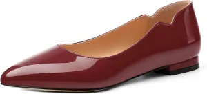 Women's Flats Shoes, Ballet Flats Dress Shoes Comfortable Patent Leather Pointed Toe Flats Slip on Office Shoes for Women