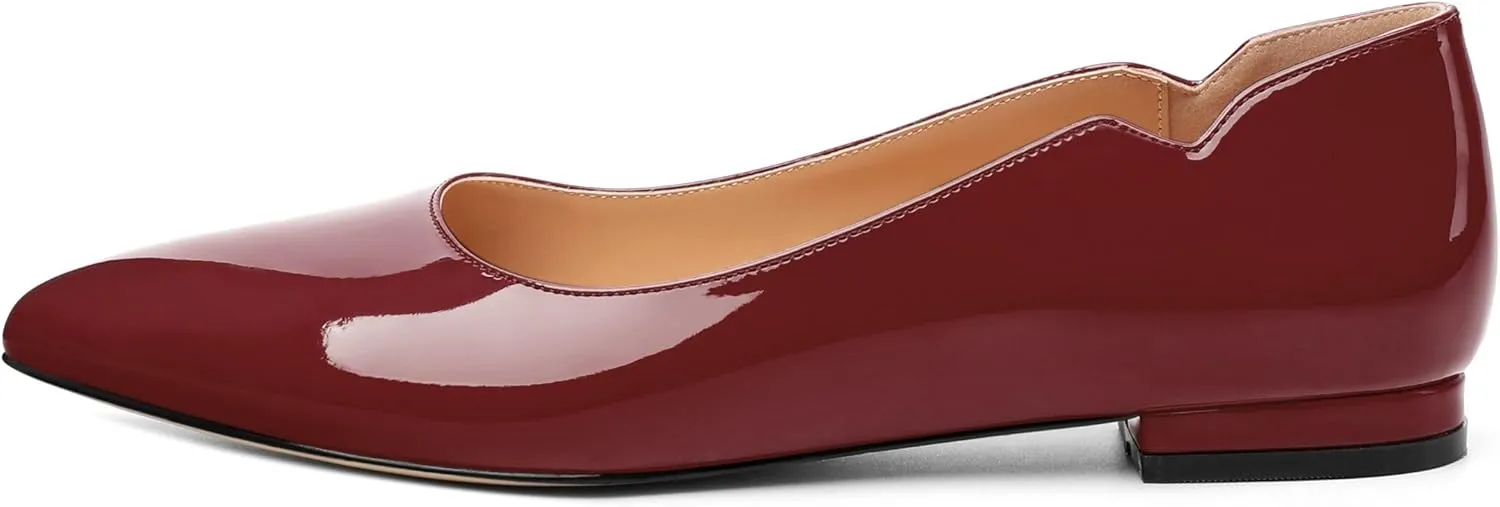 Women's Flats Shoes, Ballet Flats Dress Shoes Comfortable Patent Leather Pointed Toe Flats Slip on Office Shoes for Women
