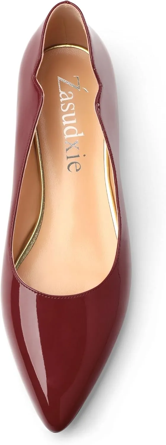 Women's Flats Shoes, Ballet Flats Dress Shoes Comfortable Patent Leather Pointed Toe Flats Slip on Office Shoes for Women