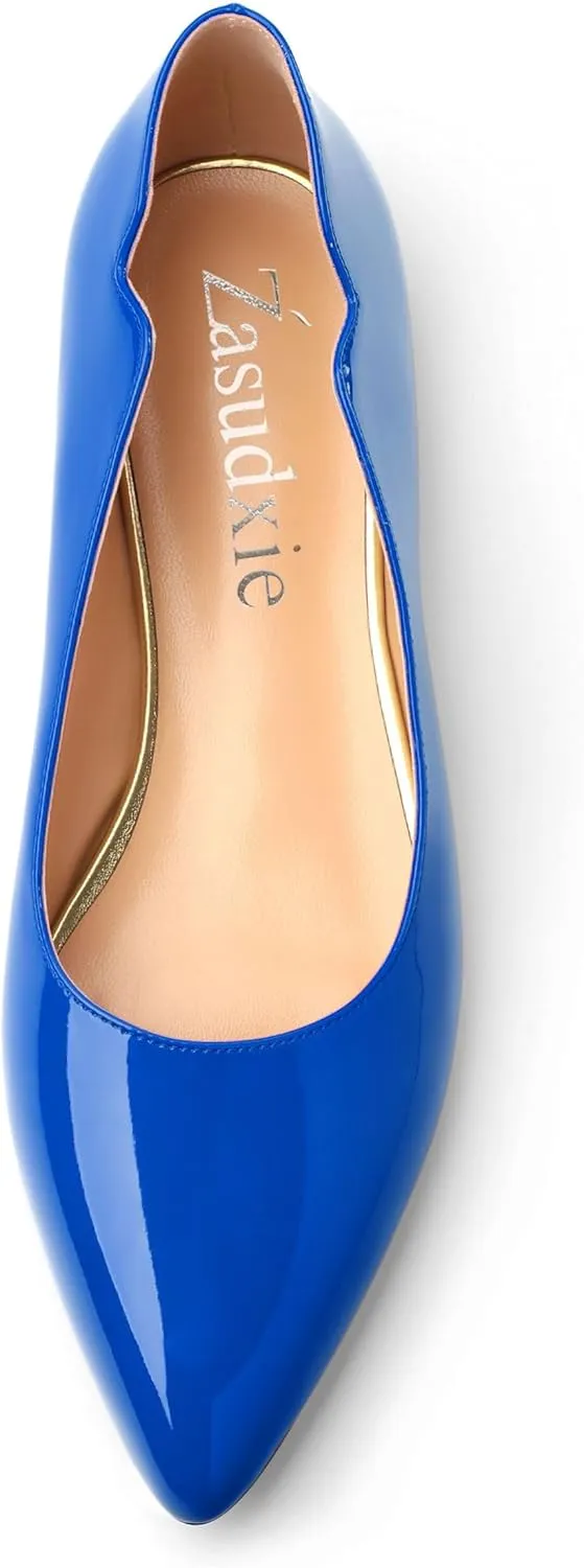 Women's Flats Shoes, Ballet Flats Dress Shoes Comfortable Patent Leather Pointed Toe Flats Slip on Office Shoes for Women