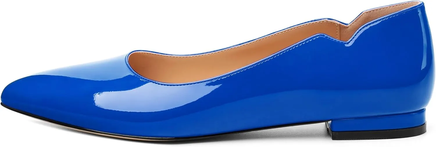 Women's Flats Shoes, Ballet Flats Dress Shoes Comfortable Patent Leather Pointed Toe Flats Slip on Office Shoes for Women
