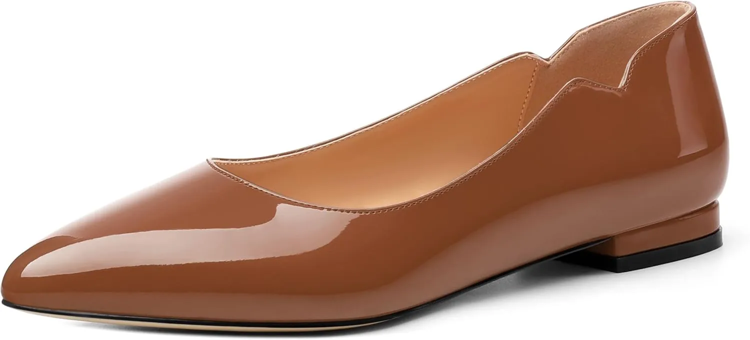 Women's Flats Shoes, Ballet Flats Dress Shoes Comfortable Patent Leather Pointed Toe Flats Slip on Office Shoes for Women