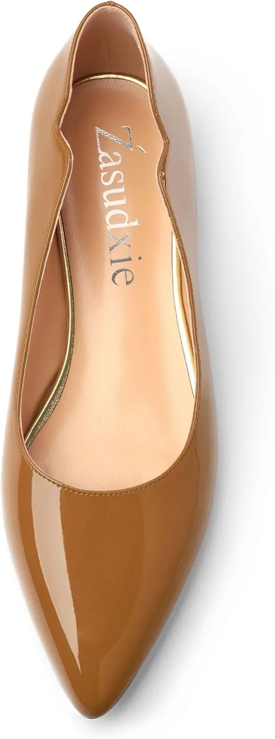 Women's Flats Shoes, Ballet Flats Dress Shoes Comfortable Patent Leather Pointed Toe Flats Slip on Office Shoes for Women