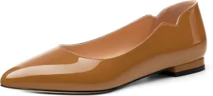 Women's Flats Shoes, Ballet Flats Dress Shoes Comfortable Patent Leather Pointed Toe Flats Slip on Office Shoes for Women
