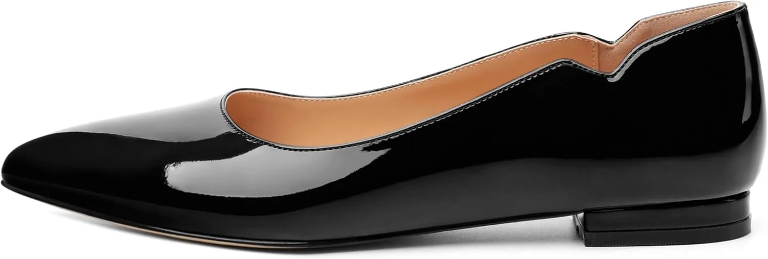 Women's Flats Shoes, Ballet Flats Dress Shoes Comfortable Patent Leather Pointed Toe Flats Slip on Office Shoes for Women