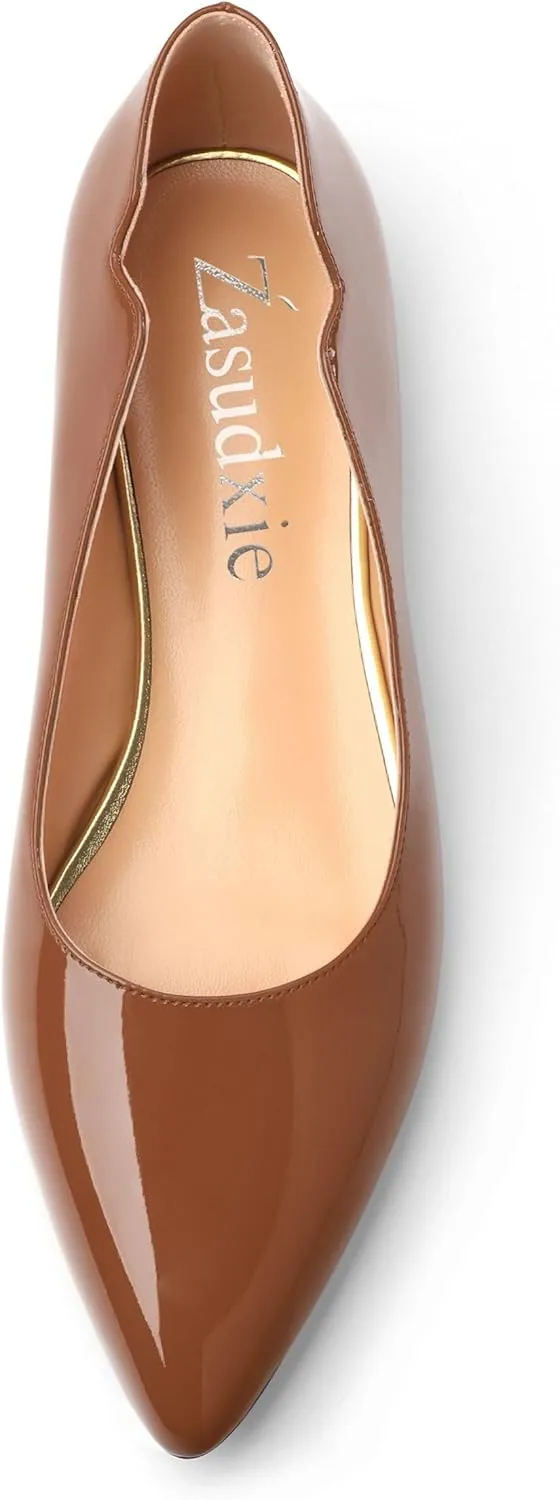 Women's Flats Shoes, Ballet Flats Dress Shoes Comfortable Patent Leather Pointed Toe Flats Slip on Office Shoes for Women