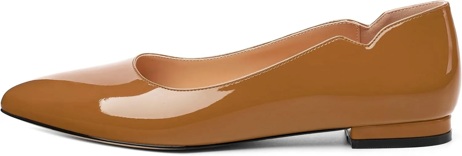 Women's Flats Shoes, Ballet Flats Dress Shoes Comfortable Patent Leather Pointed Toe Flats Slip on Office Shoes for Women