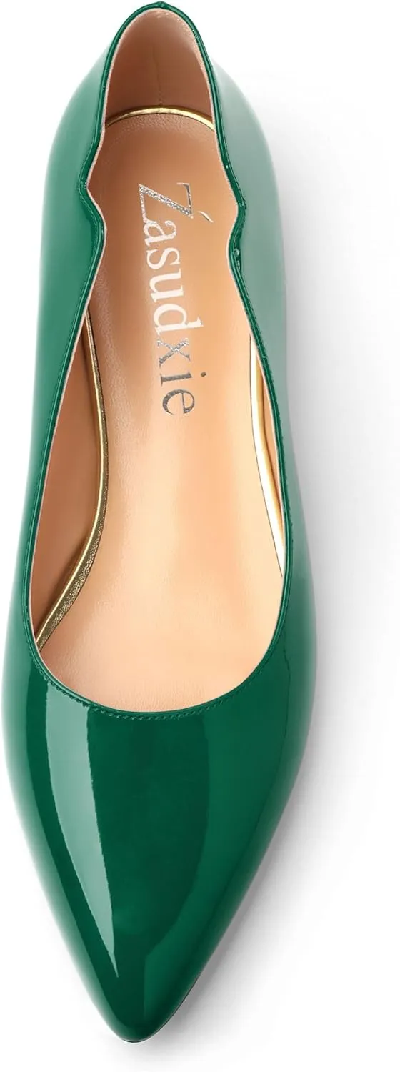 Women's Flats Shoes, Ballet Flats Dress Shoes Comfortable Patent Leather Pointed Toe Flats Slip on Office Shoes for Women