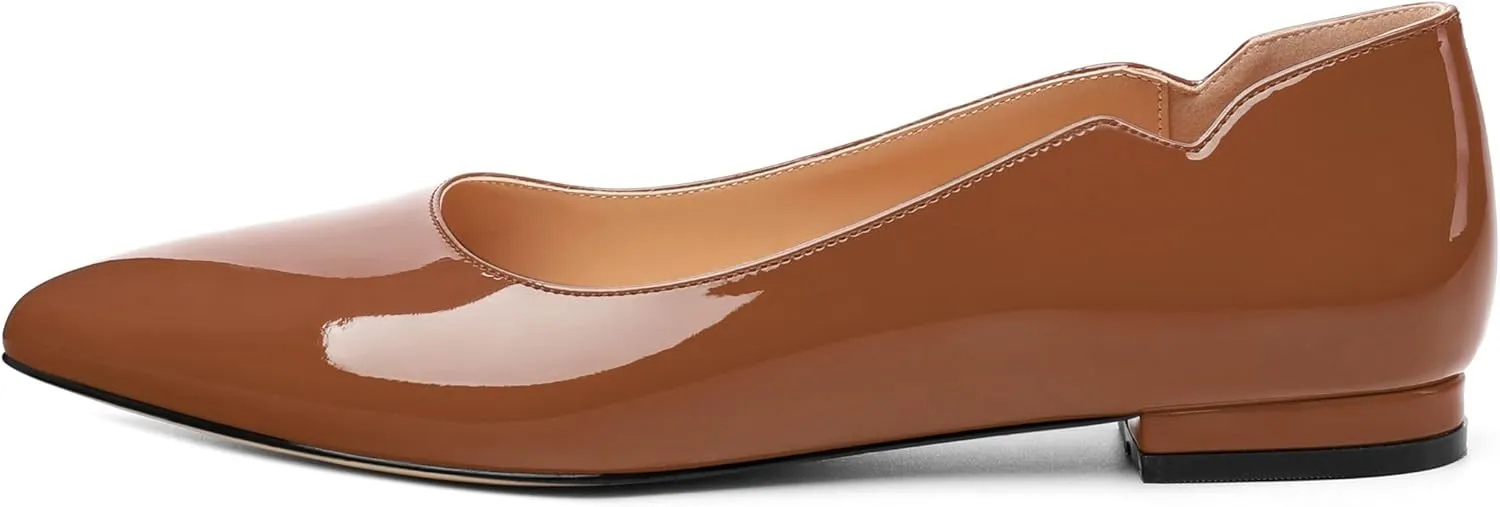 Women's Flats Shoes, Ballet Flats Dress Shoes Comfortable Patent Leather Pointed Toe Flats Slip on Office Shoes for Women