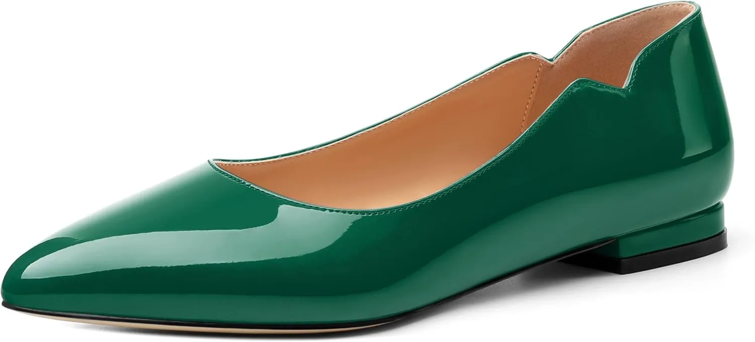 Women's Flats Shoes, Ballet Flats Dress Shoes Comfortable Patent Leather Pointed Toe Flats Slip on Office Shoes for Women