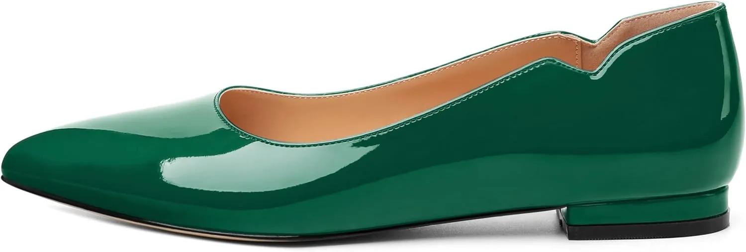 Women's Flats Shoes, Ballet Flats Dress Shoes Comfortable Patent Leather Pointed Toe Flats Slip on Office Shoes for Women