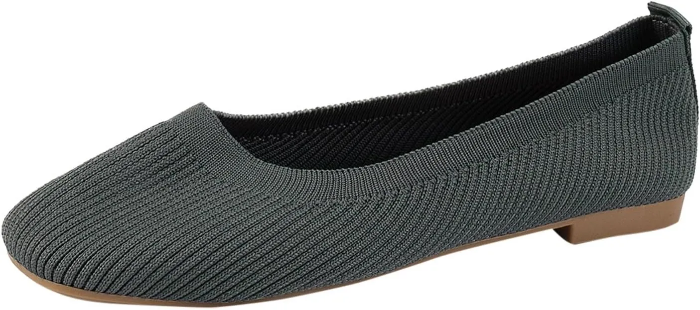 Women's Flats Shoes Pointed Toe Knit Ballet Ballerina Walking Flats Shoes for Woman Dress Flat Ballet Slip On