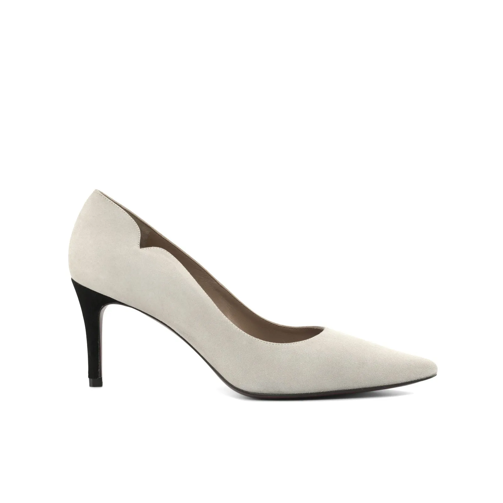 Women's Genoa Pointed Toe Leather Heels Wide Plus Size Stone Grey Luxury Black 4763