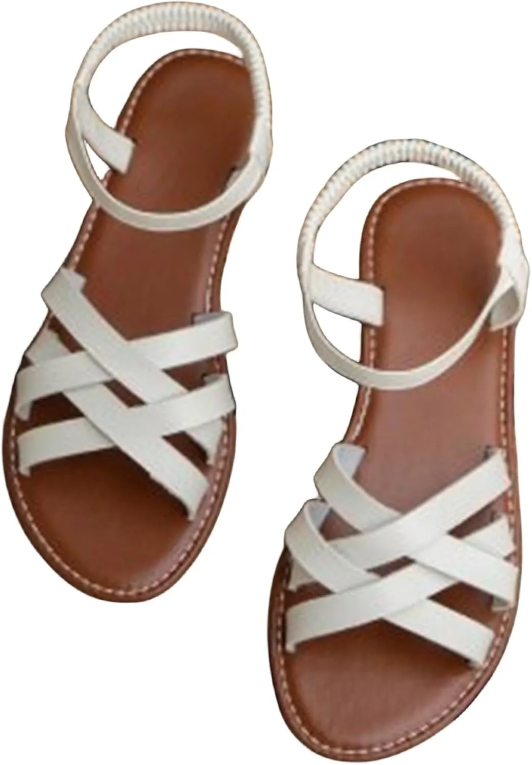 Women's Gladiator Strap Sandals Flat Fisherman Thong Cross Strappy Leathe Casual Woven - Braided Sandals, Beach Dressy Summer Rope Bohemian Summer Comfy Boho Flats Teen Girls Spring Shoes