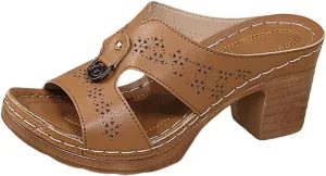 Women's Heeled Sandals Ladies' Open Toe Thick Heeled Sandals With A Fish Mouth Large Size Summer European And Heels