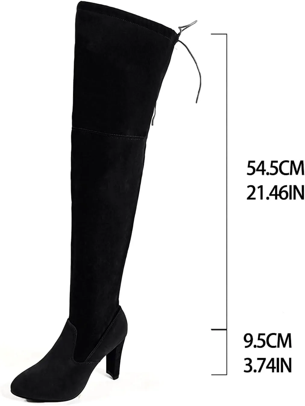 Womens Knee High Boots Thigh High Suede Block Boots Winter Dress Tall Boots Round Toe Zipper Long Boots