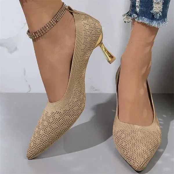 Women's Knitted Pointed Toe Stiletto High Heels 44886381C