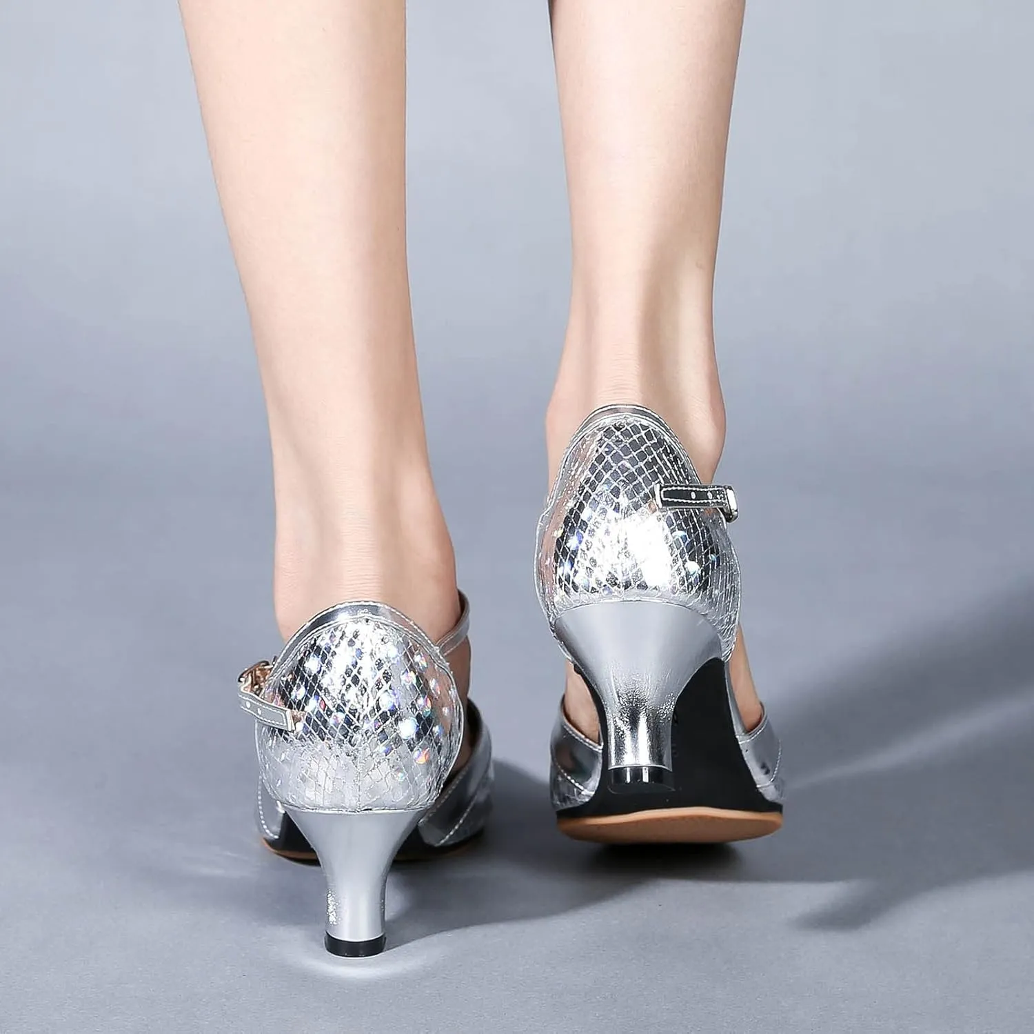 Womens Leather Ballroom Dance Shoes Latin Performance Dance Shoes Closed Toe Ankle Floral Sandals for Women Comfort