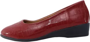 Women's Leather Closed Toe 2 Inch Mid Wedges Heels with Arch Support Round Toe Comfortable Dress for Sneaker Casual Shoe
