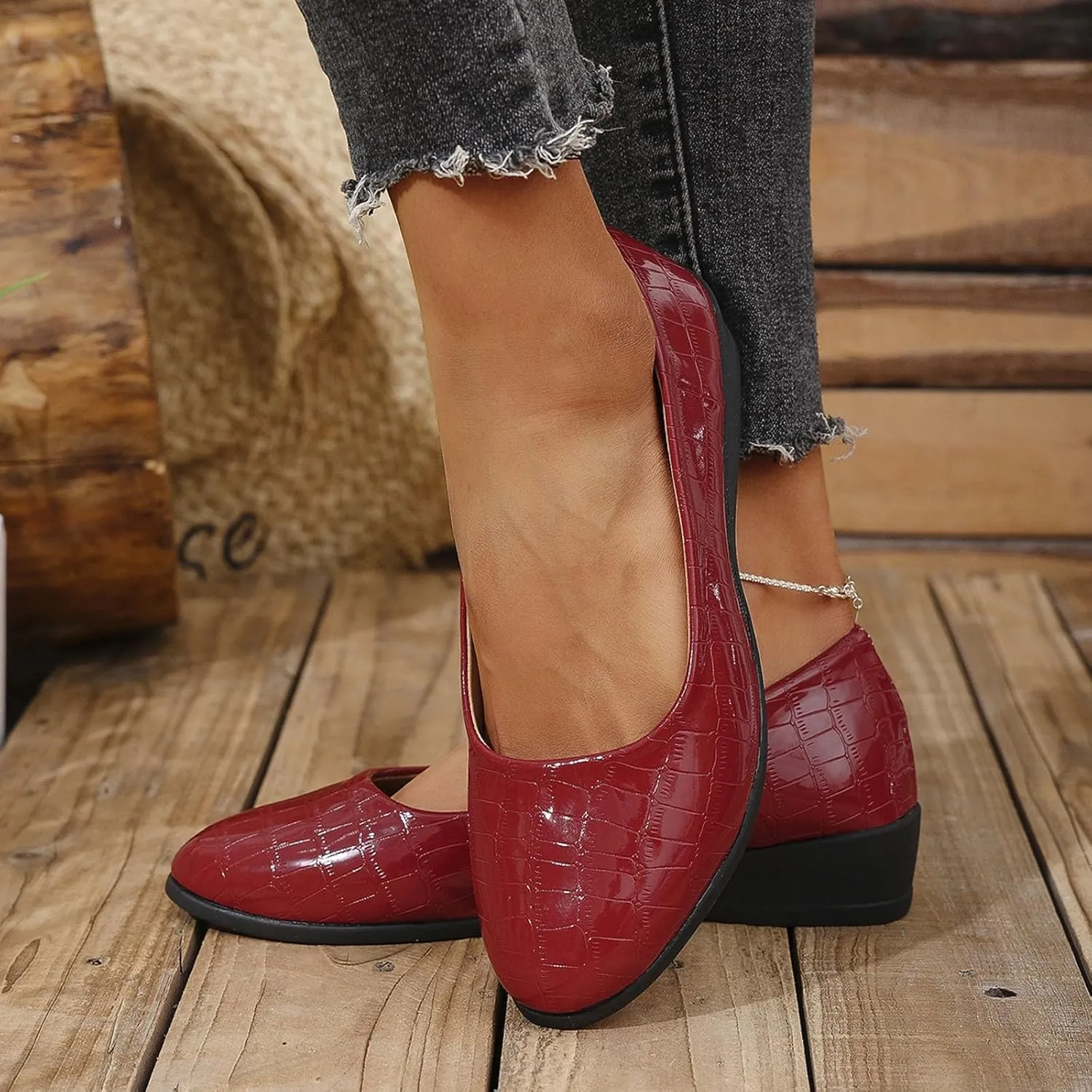 Women's Leather Closed Toe 2 Inch Mid Wedges Heels with Arch Support Round Toe Comfortable Dress for Sneaker Casual Shoe