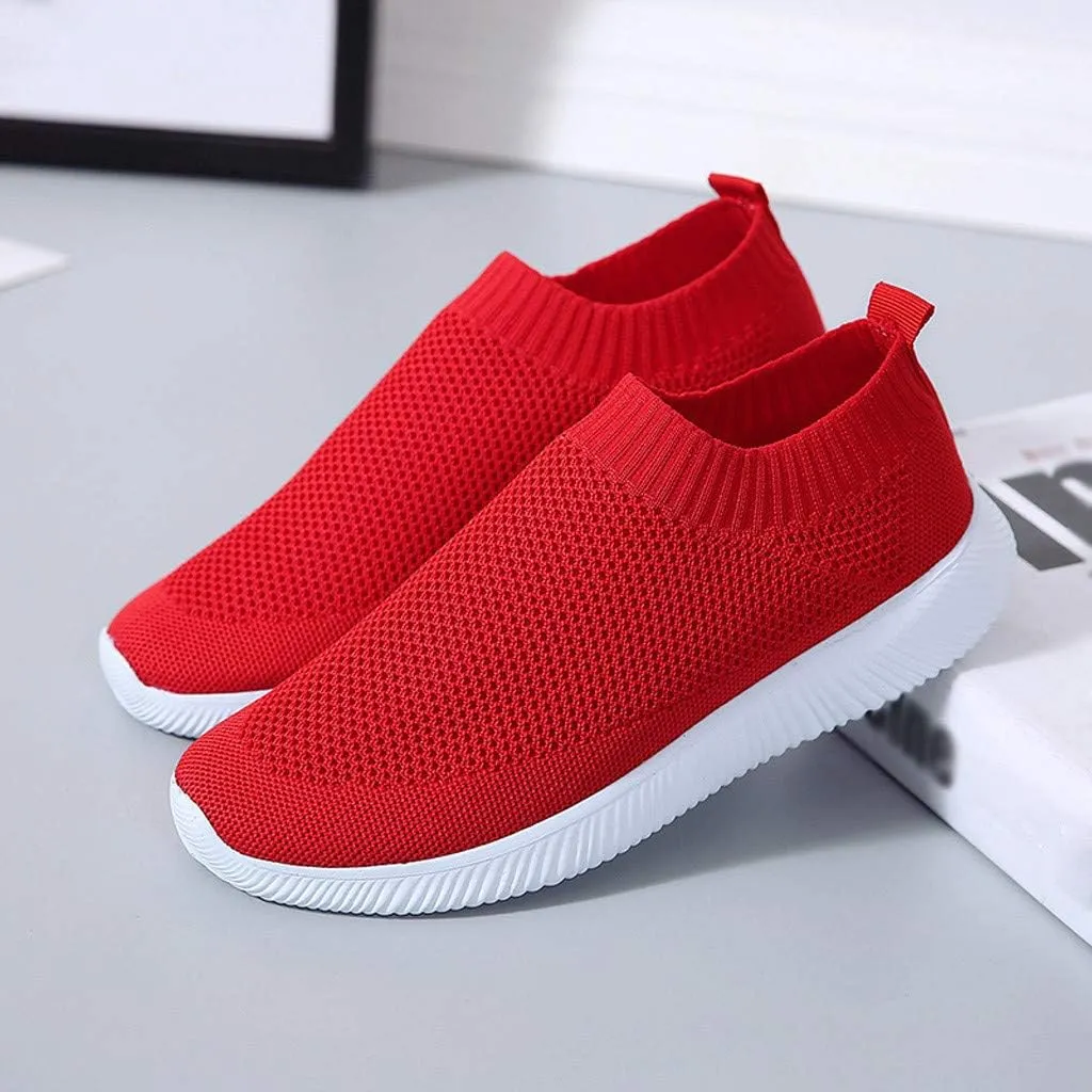 Women's Lightweight Slip On Walking Running Shoes Slip On Shoes Women Lether Women's Casual Shoes Fashion Sneakers Red Tennis Shoe Cross Trainer Shoe