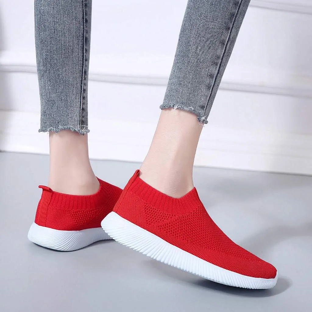 Women's Lightweight Slip On Walking Running Shoes Slip On Shoes Women Lether Women's Casual Shoes Fashion Sneakers Red Tennis Shoe Cross Trainer Shoe
