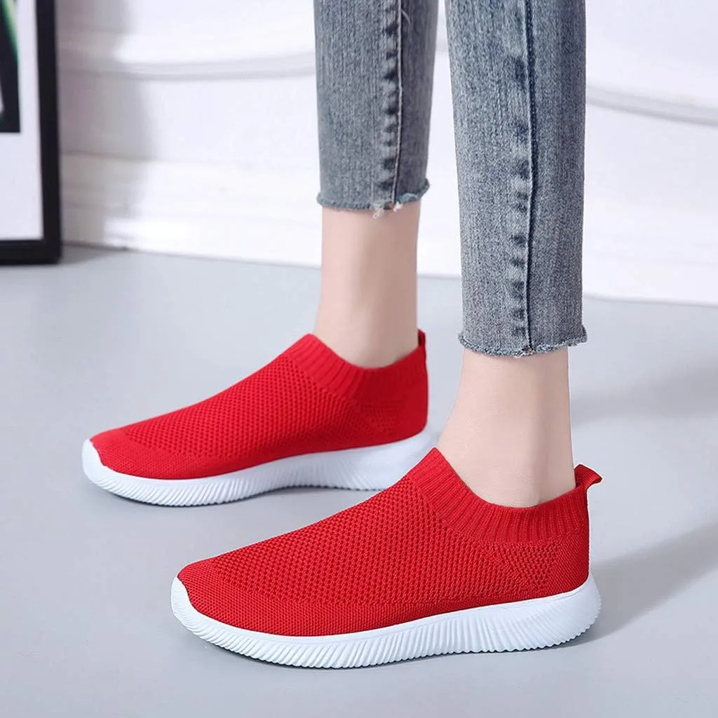 Women's Lightweight Slip On Walking Running Shoes Slip On Shoes Women Lether Women's Casual Shoes Fashion Sneakers Red Tennis Shoe Cross Trainer Shoe