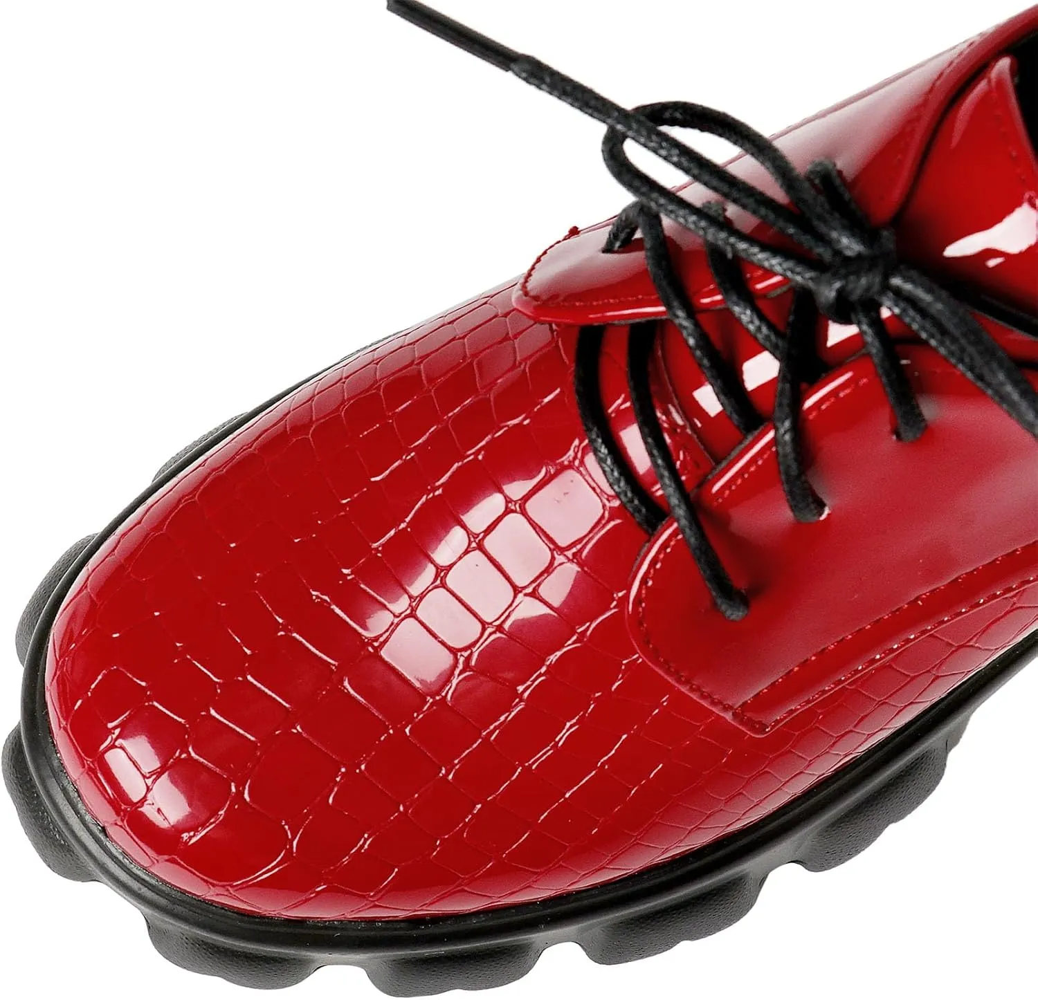 Women's Lug Sole Creeper Shoes Patent Leather Chunky Heels Oxford Brogues Crocodile Print Gothic Platform Pumps