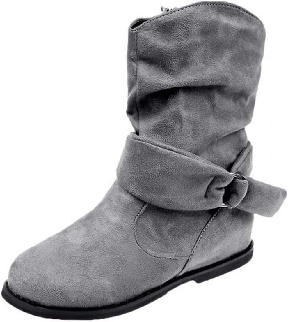 Women's Modern Western Slouch Boots Cowboy Distressed Boot Flat Low Heel Riding Boots With Side Zipper Bootie Shoes