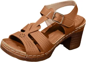 Women's Open Toe Heeled Sandal Chunky Heel Fish Mouth Thick Bottom Women's Sandals Outside Wear Exposed Toe High Heeled