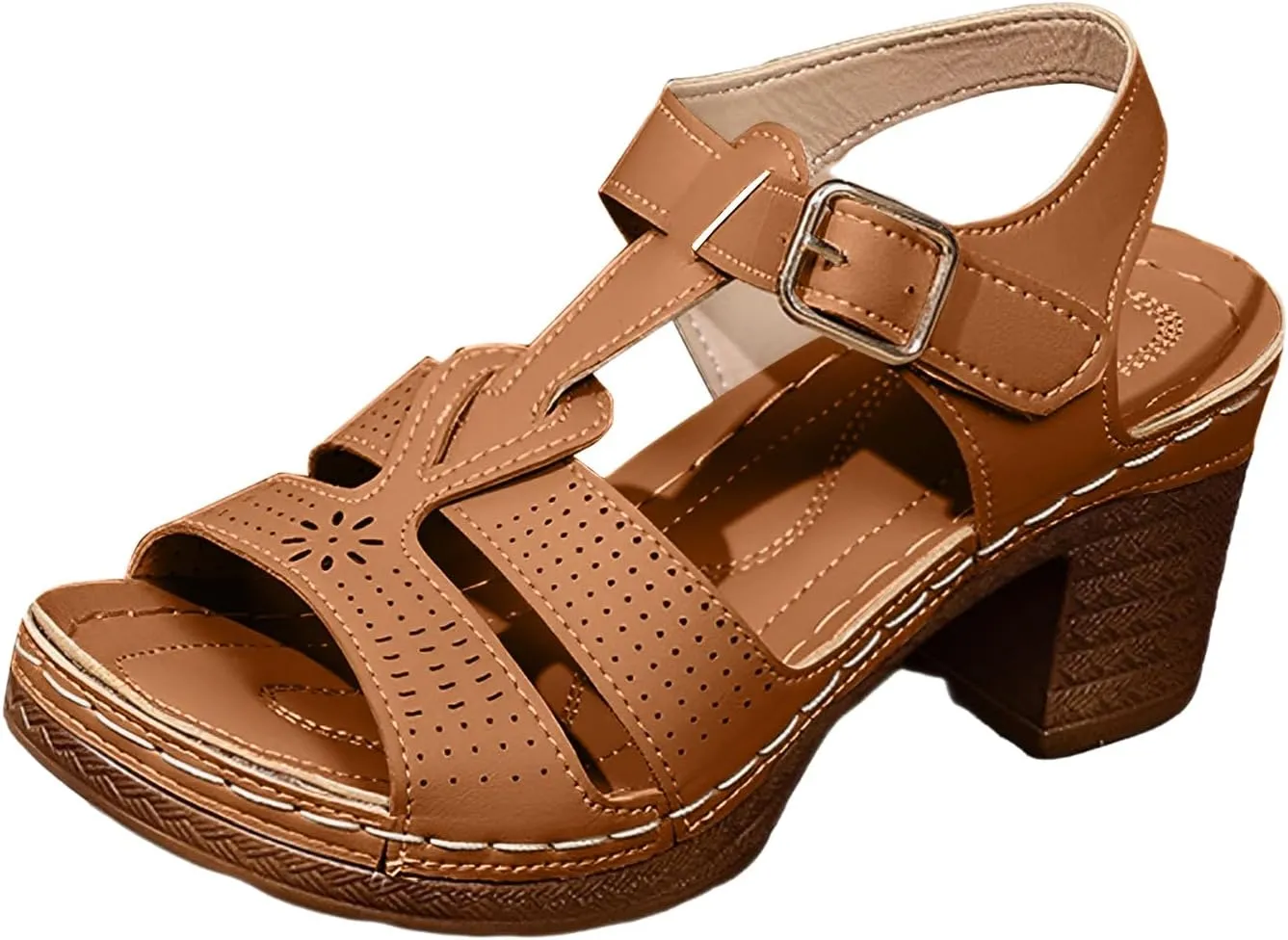 Women's Open Toe Heeled Sandal Chunky Heel Fish Mouth Thick Bottom Women's Sandals Outside Wear Exposed Toe High Heeled