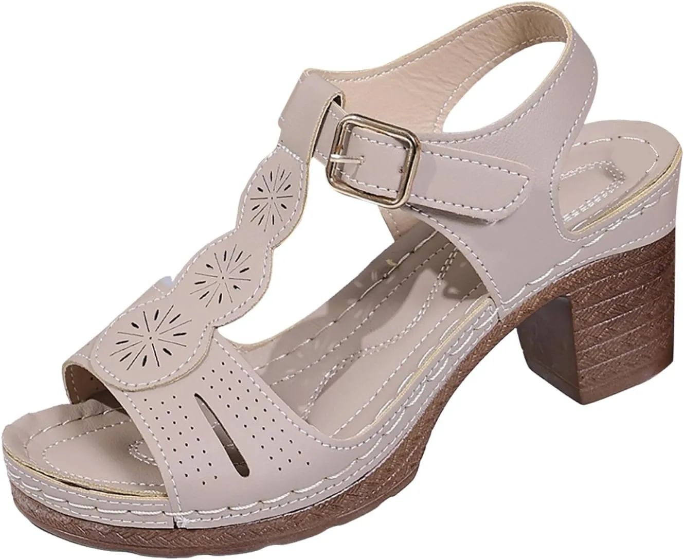Women's Open Toe Low Block Heels Sandals Womens Thick Heeled Sandals; Large Size Summer Leisure New