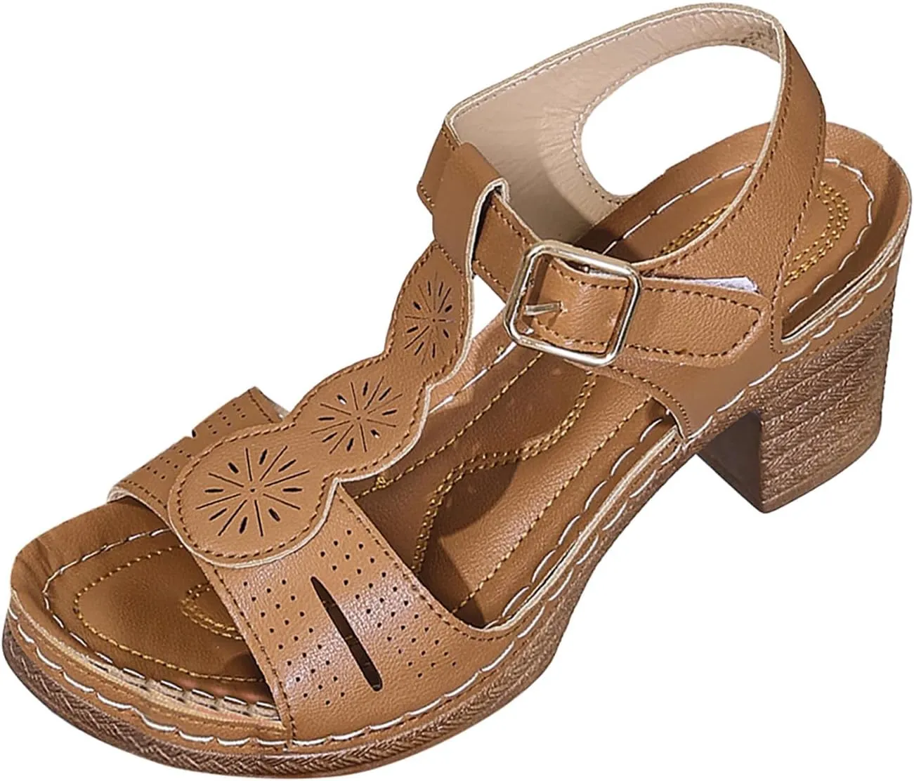 Women's Open Toe Low Block Heels Sandals Womens Thick Heeled Sandals; Large Size Summer Leisure New