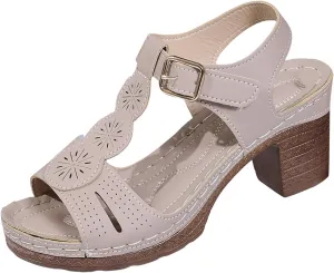 Women's Open Toe Low Block Heels Sandals Womens Thick Heeled Sandals; Large Size Summer Leisure New