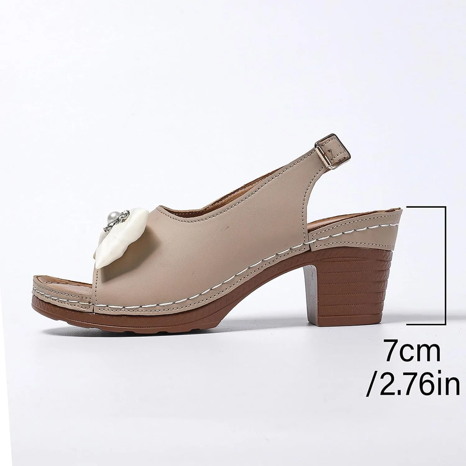 Womens Peep Toe Heels Chunky Heel Sandals Open Toe Bowknot Dress Shoes Trendy Comfy Ankle Buckles Wedding Party Sandal