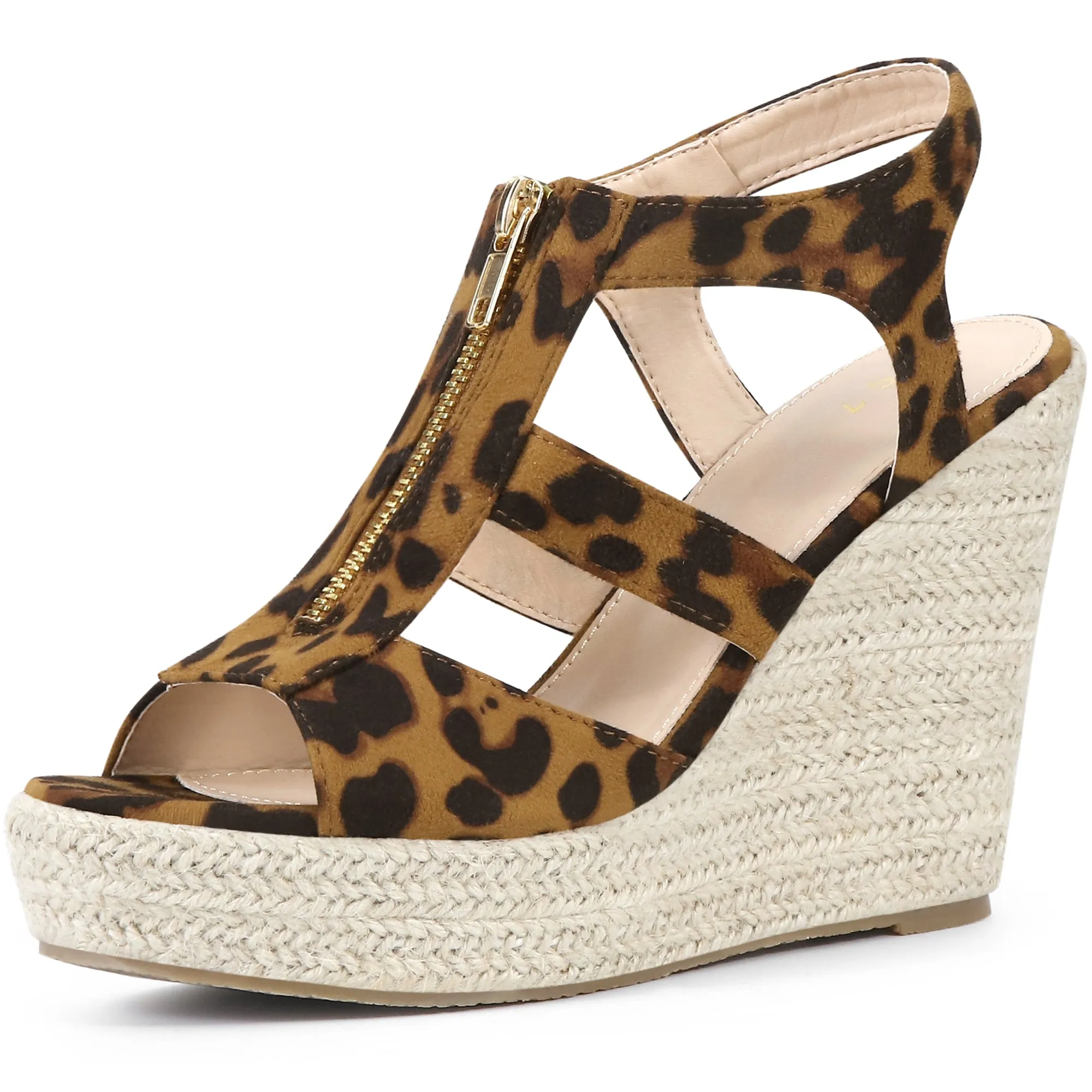 Women's Platform Heels Slingback Zipper Wedge Sandals