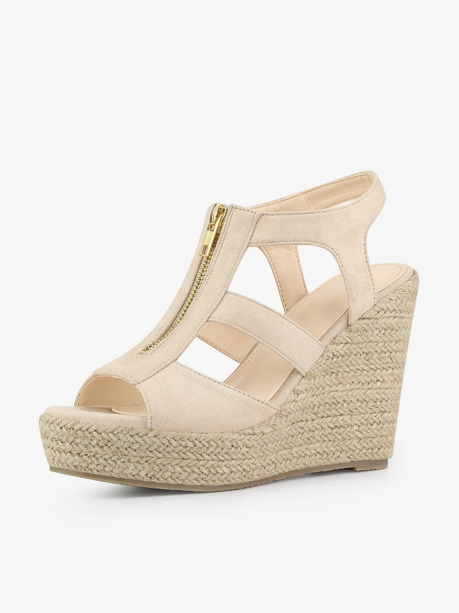 Women's Platform Heels Slingback Zipper Wedge Sandals